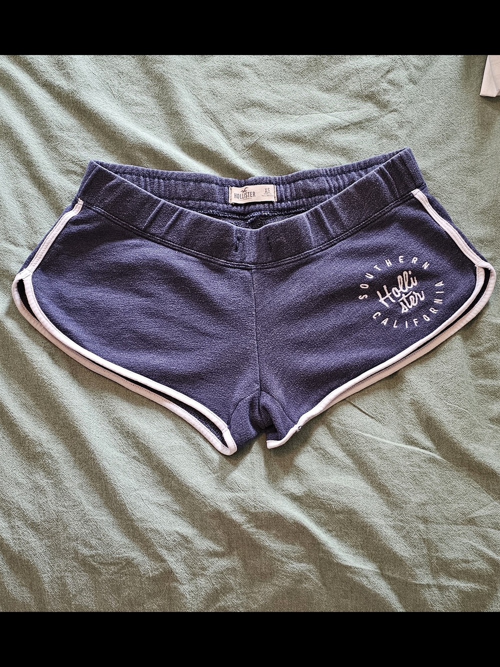 Hollister Navy Blue Women’s Lounge Micro Shorts with White Trim Logo